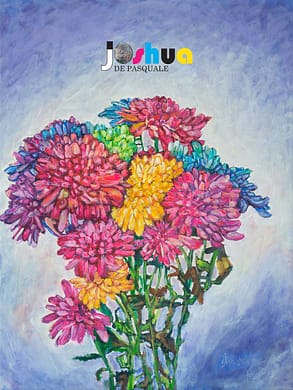 Rainbow Chrysanthemums. Acrylic 18x24" Canvas. 2021.